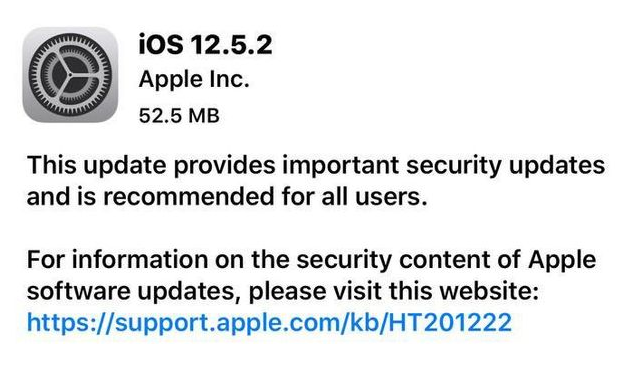 佛山苹果手机维修分享iOS12.5.2发布，建议所有老苹果用户安装 